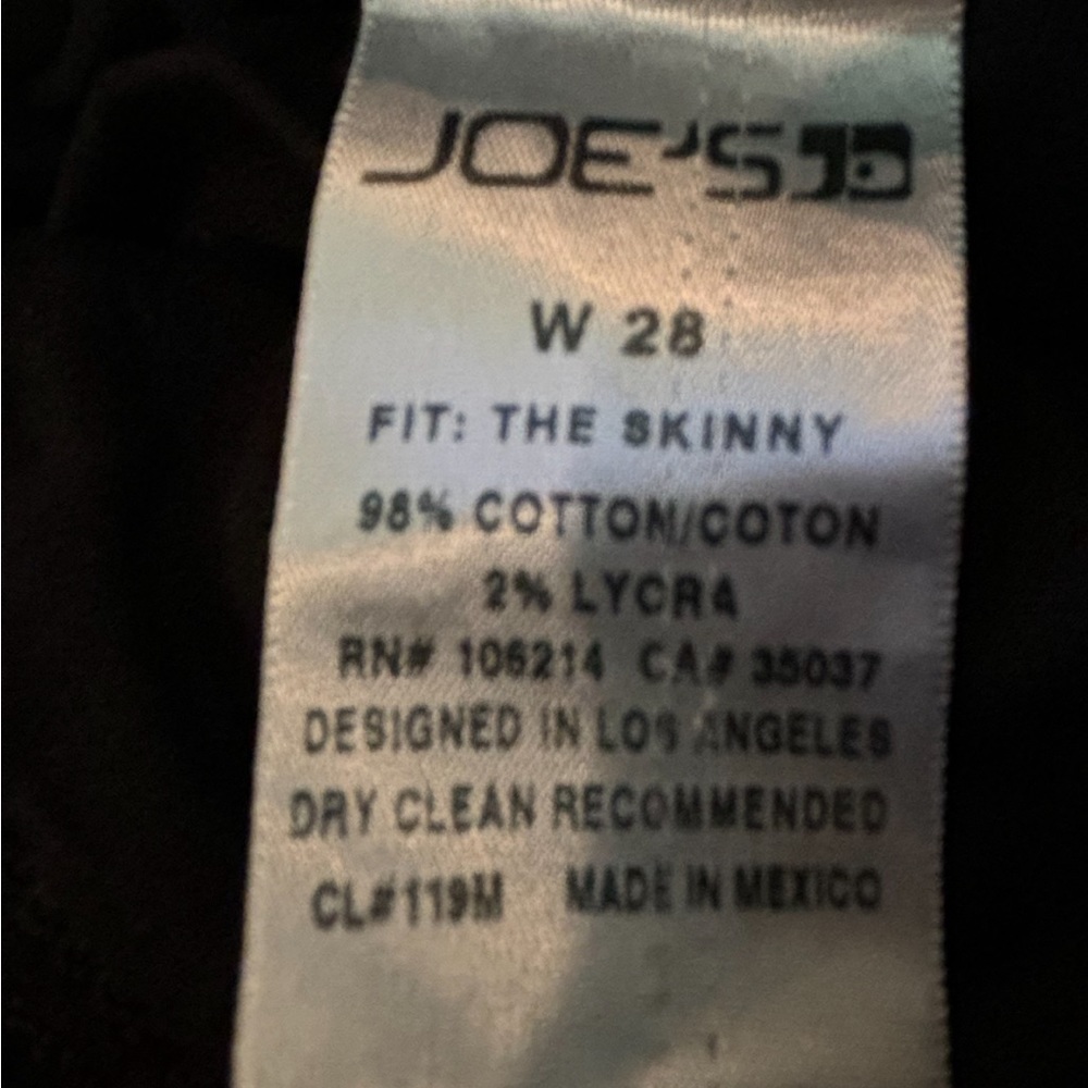 Joes Skinny Fit Black Denim Jeans Stretch Five Pocket Design Size 28 - Picture 8 of 8